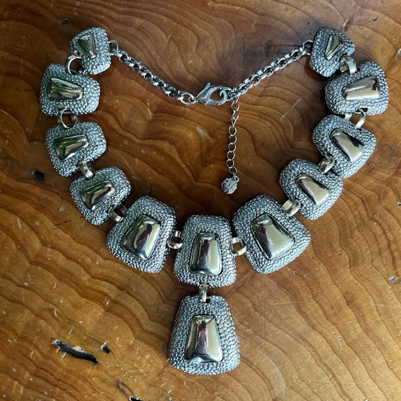 Monet Jewelry - Vintage 70’s Monet silver and gold toned geometric statement necklace